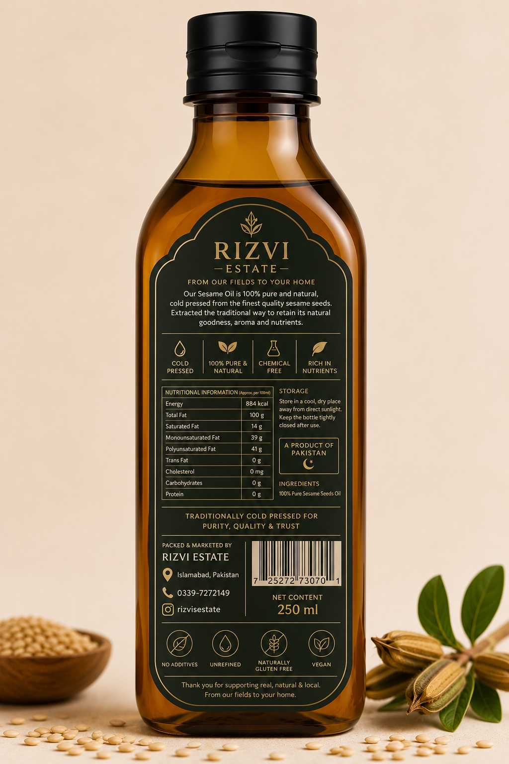 RIZVI ESTATE Premium Cold Pressed Sesame Oil